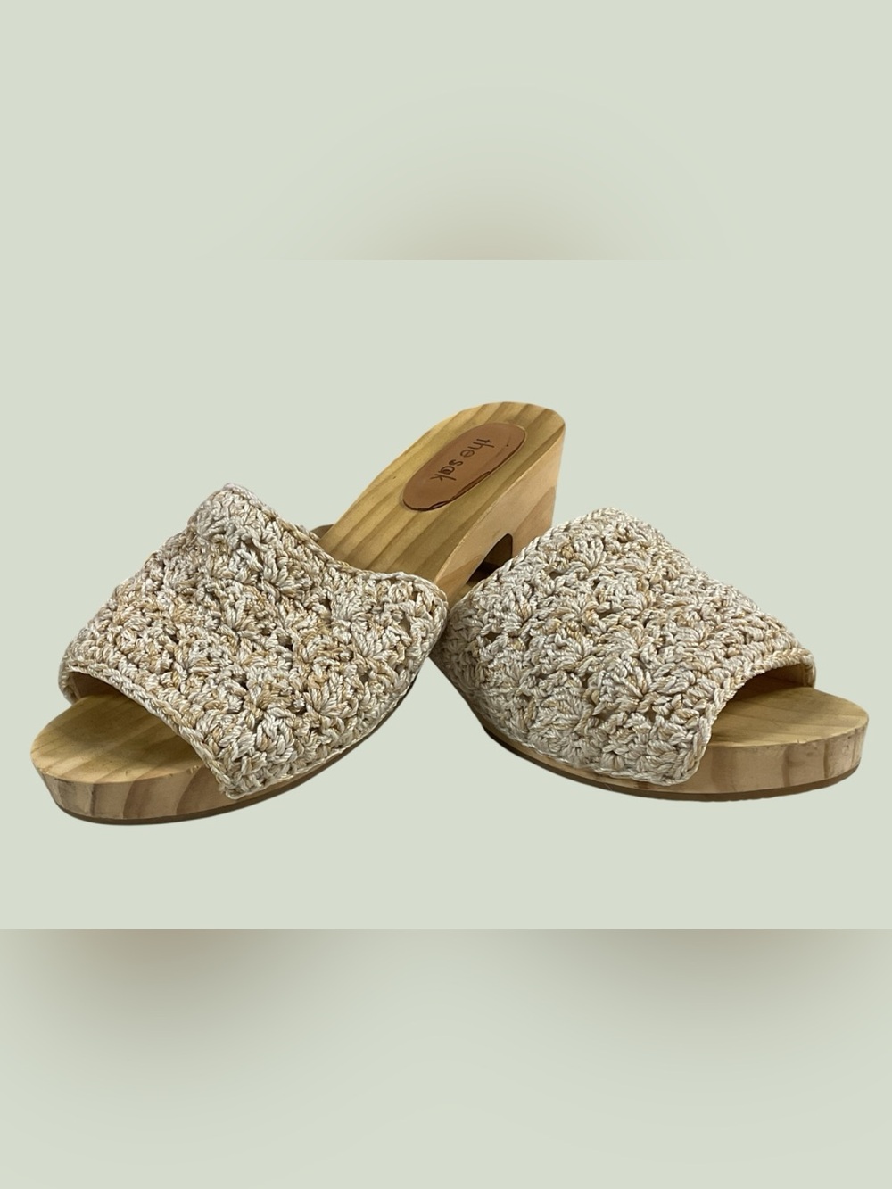 The Sak Ella Cream Crochet Platform Clog Sandals Size 8